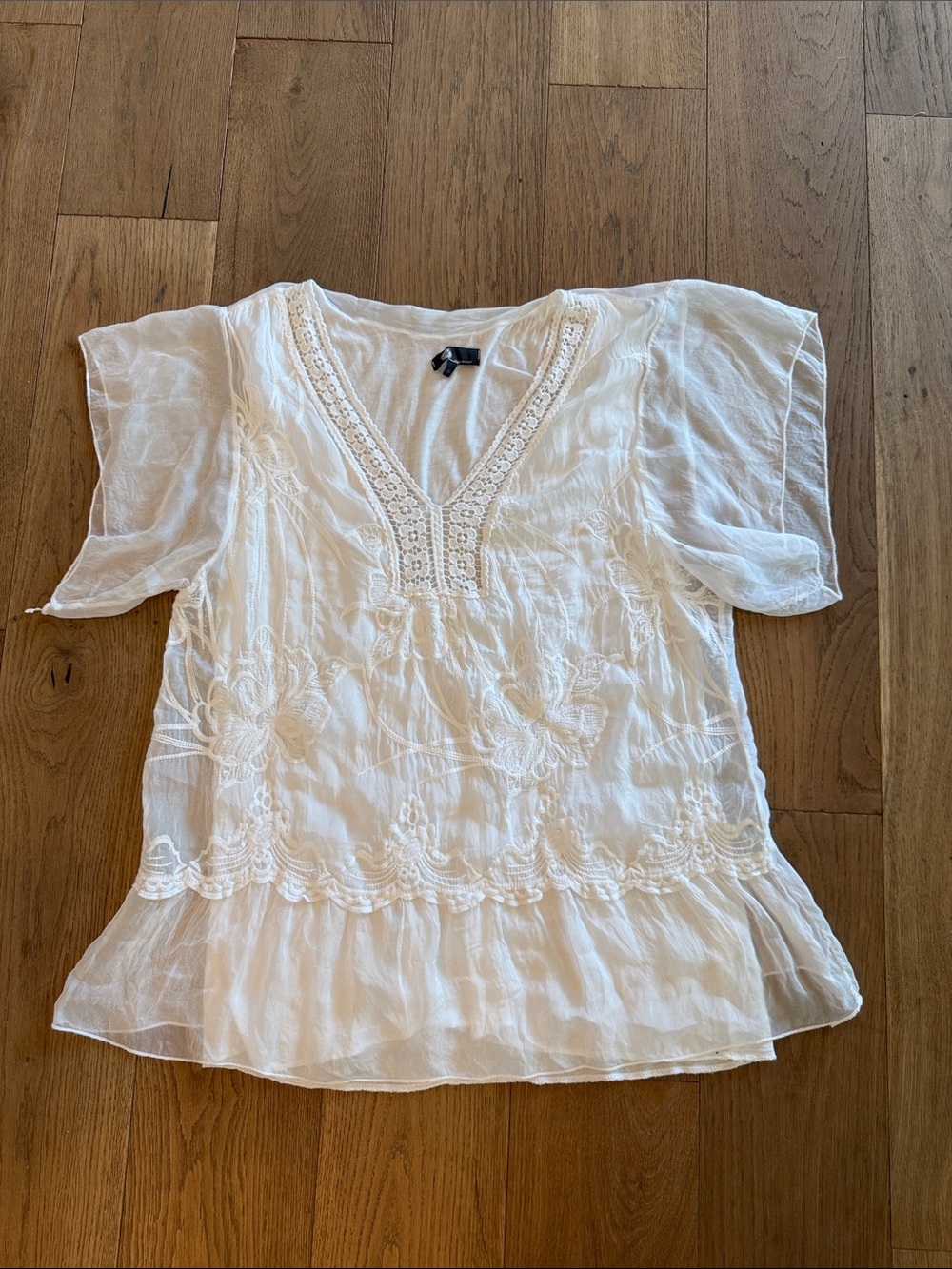 Made in Italy Embroidered Overlay Blouse - S